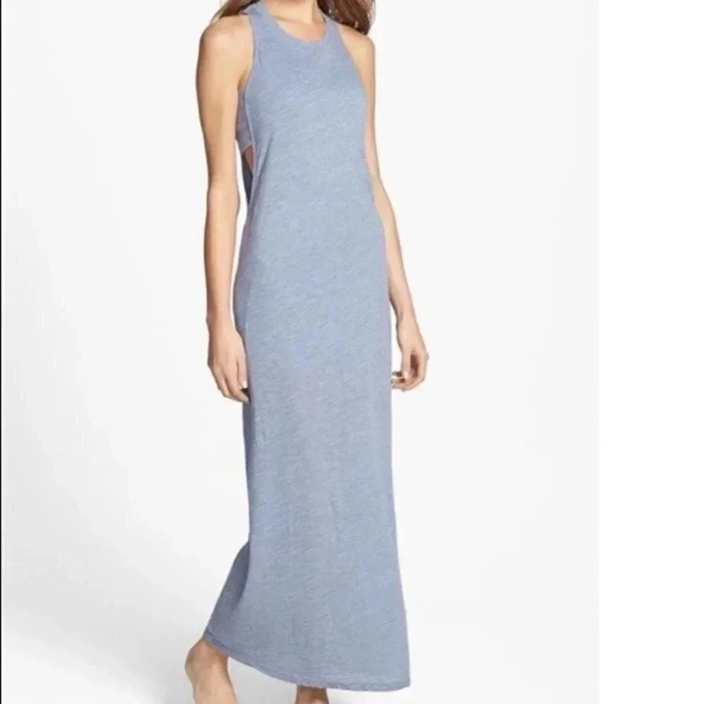 Monrow Cutout Side Heather Jersey Maxi Dress